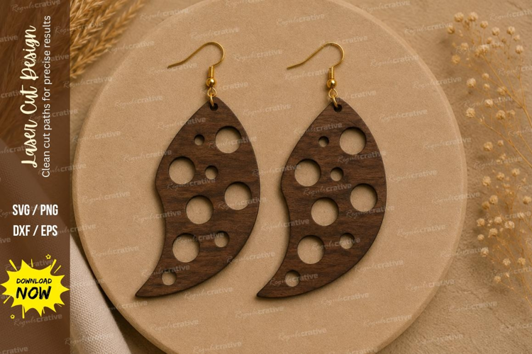 Polka Dot Leaf Earrings Laser Cut SVG File polka dot earring
