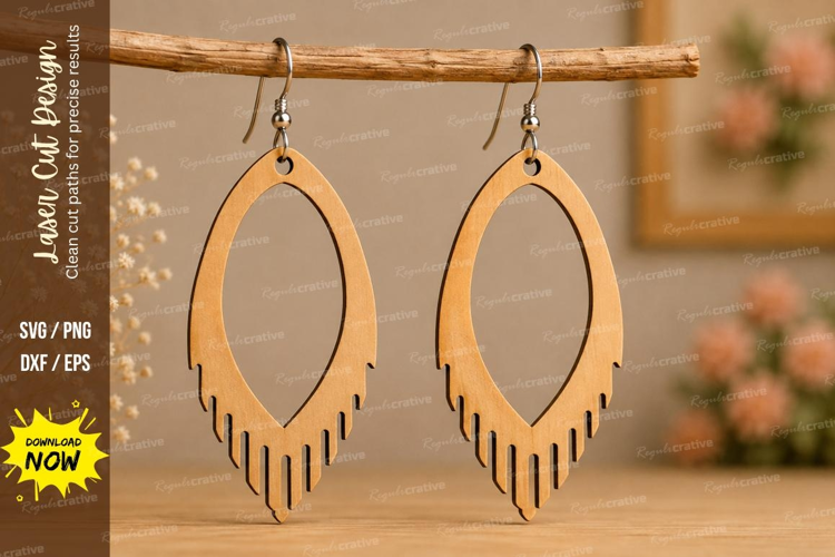 Fringe Oval Earrings Laser Cut SVG File fringe earrings svg,