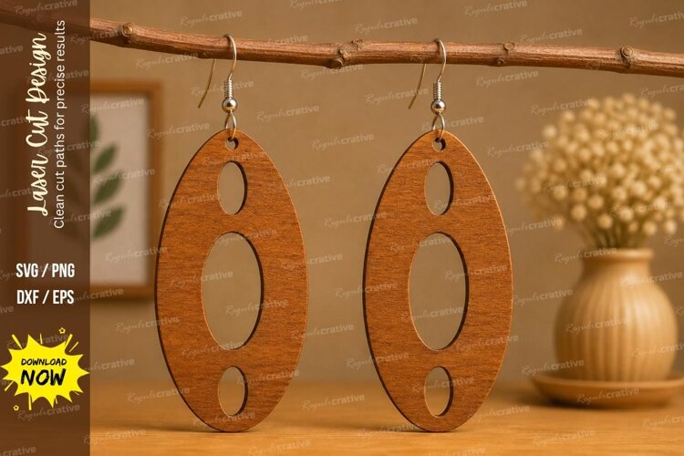 Double Oval Earrings Laser Cut SVG File double oval earrings example image 1