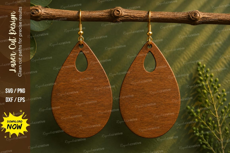 Simple Teardrop Earrings Laser Cut SVG File simple earrings