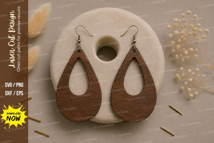 Open Teardrop Earrings Laser Cut SVG File open teardrop svg,