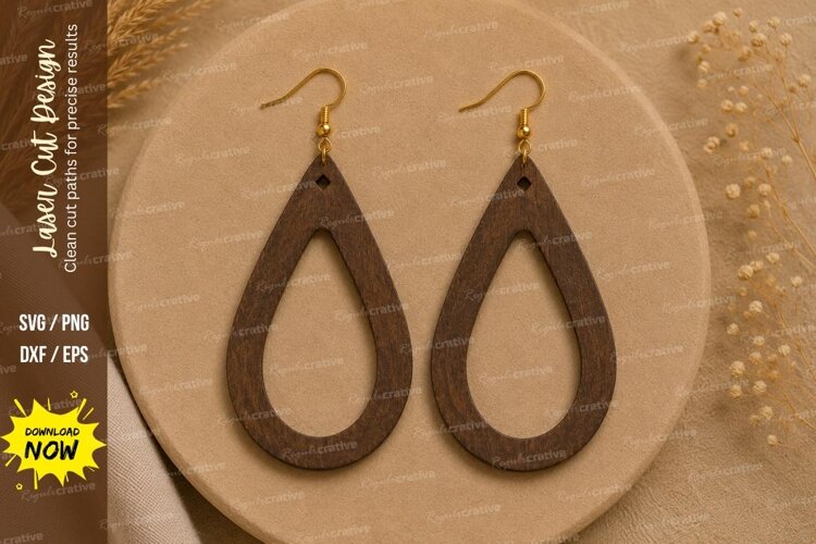 Classic Teardrop Earrings Laser Cut SVG File classic earring example image 1