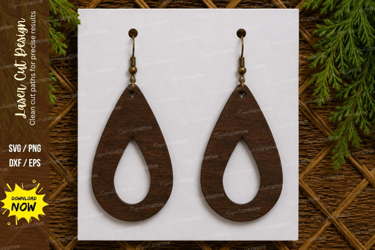 Long Teardrop Earrings Laser Cut SVG File long teardrop earr