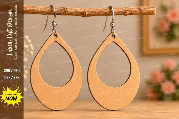 Open Teardrop Earrings Laser Cut SVG File open teardrop earr example image 1