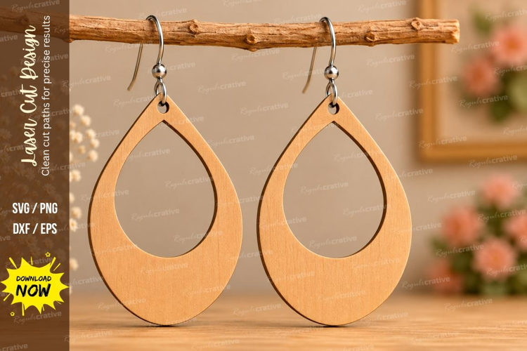 Open Teardrop Earrings Laser Cut SVG File open teardrop earr