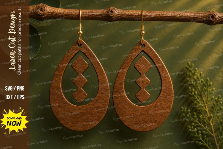 Diamond Teardrop Earrings Laser Cut SVG File diamond earring