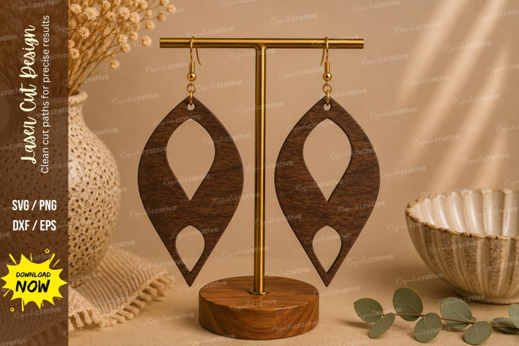 Geometric Leaf Earrings Laser Cut SVG File geometric earring
