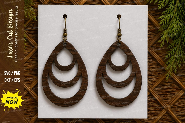 Triple Loop Earrings Laser Cut SVG File triple loop earrings