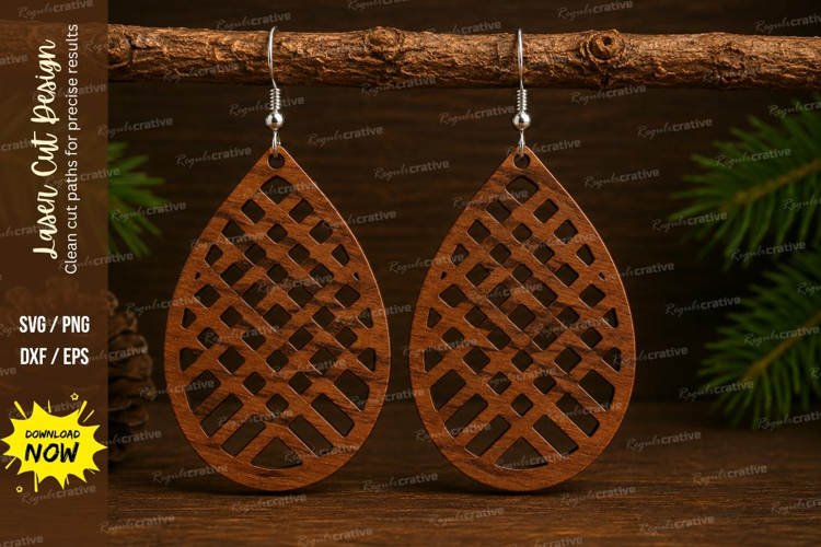 Lattice Teardrop Earrings Laser Cut SVG File lattice earring