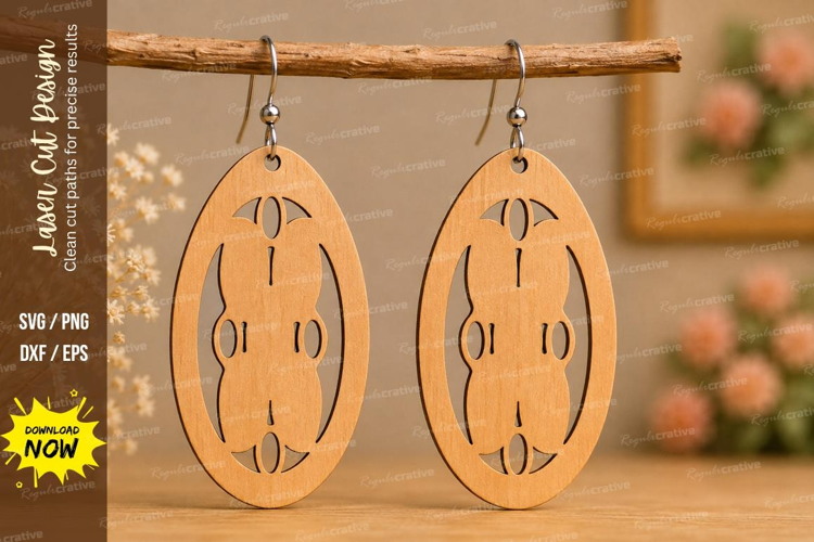 Oval Pattern Earrings Laser Cut SVG File oval earrings svg,