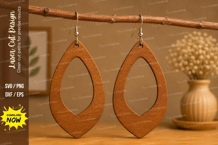 Open Oval Earrings Laser Cut SVG File open oval earrings,