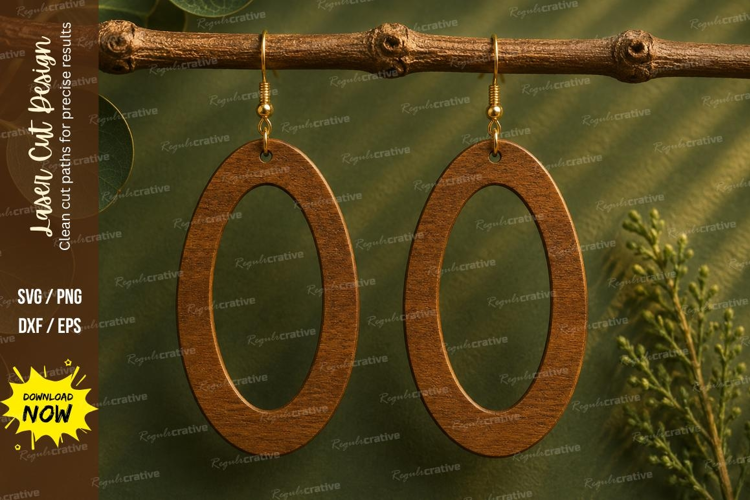 Open Oval Dangle Earrings Laser Cut SVG File oval earrings