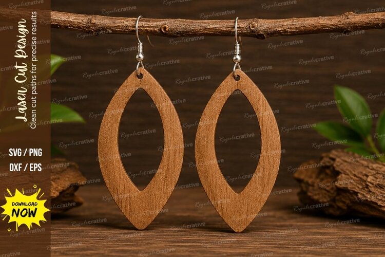 Leaf Shape Earrings Laser Cut SVG File leaf earrings svg, wo example image 1