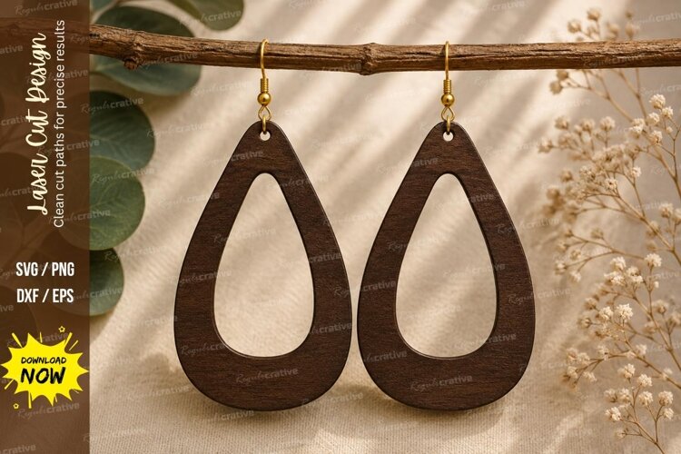 Large Teardrop Earrings Laser Cut SVG File large teardrop ea example image 1