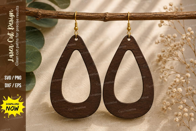 Large Teardrop Earrings Laser Cut SVG File large teardrop ea