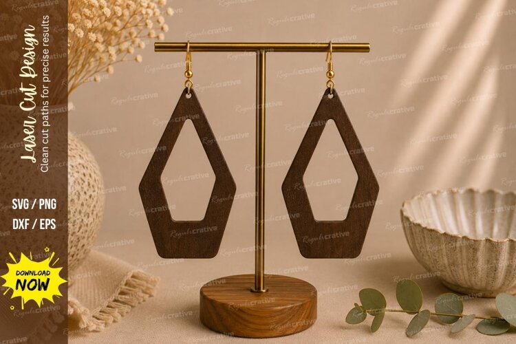 Geometric Pentagon Earrings Laser Cut SVG File geometric ear example image 1