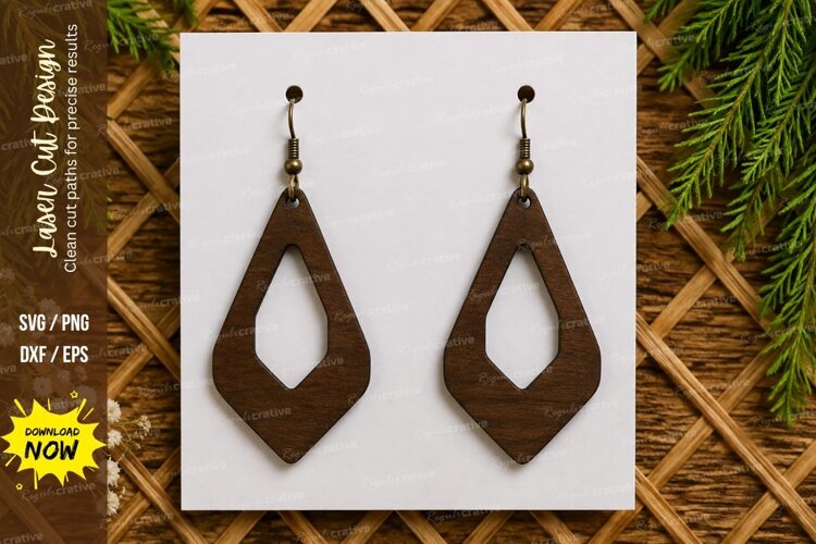 Diamond Drop Earrings Laser Cut SVG File diamond drop earrin example image 1