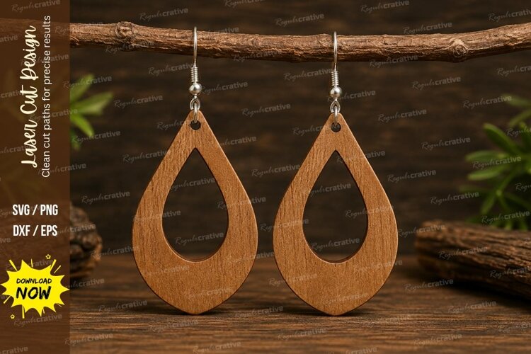 Open Teardrop Earrings Laser Cut SVG File open teardrop earr example image 1
