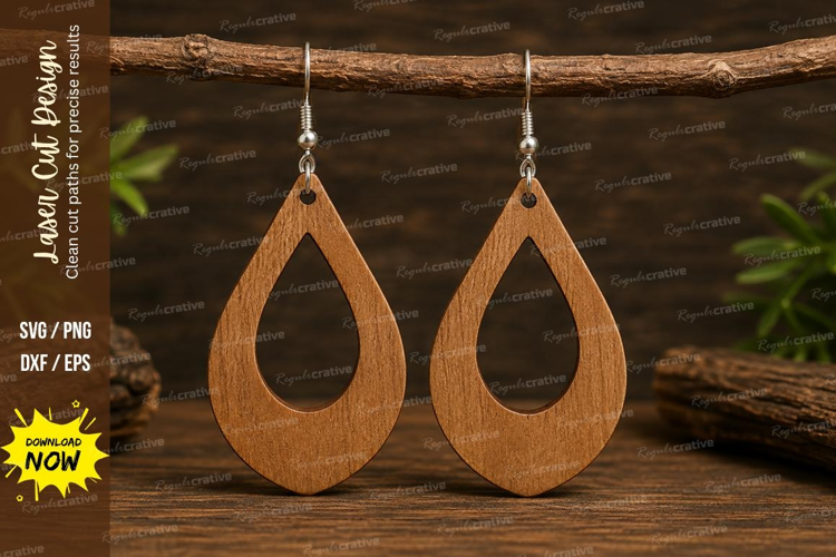 Open Teardrop Earrings Laser Cut SVG File open teardrop earr
