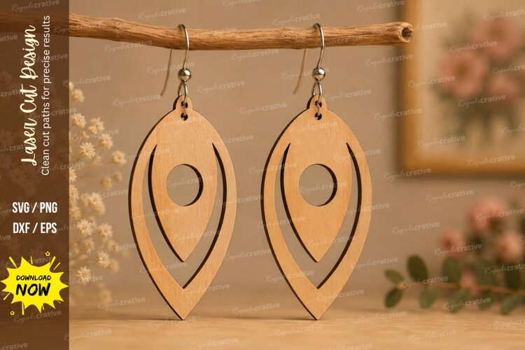 Layered Oval Drop Earrings Laser Cut SVG File layered earrin example image 1