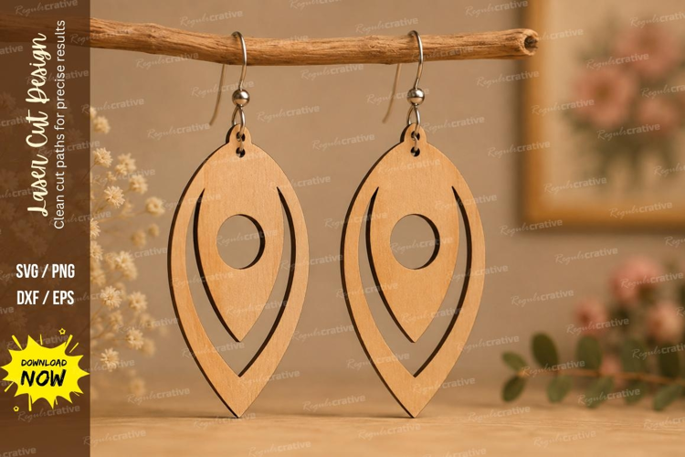 Layered Oval Drop Earrings Laser Cut SVG File layered earrin