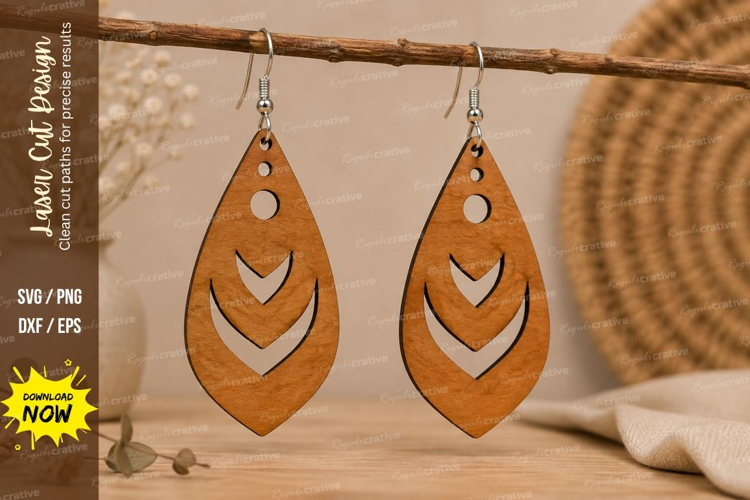 Chevron Teardrop Earrings Laser Cut SVG File chevron earring