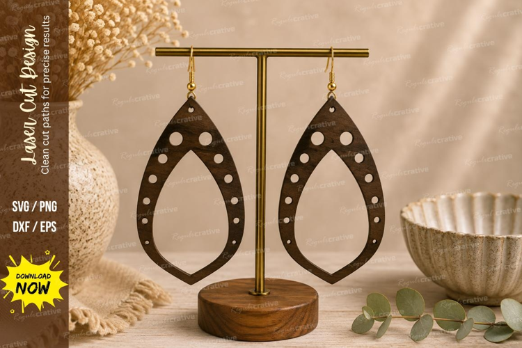 Dotted Teardrop Earrings Laser Cut SVG File dotted earrings