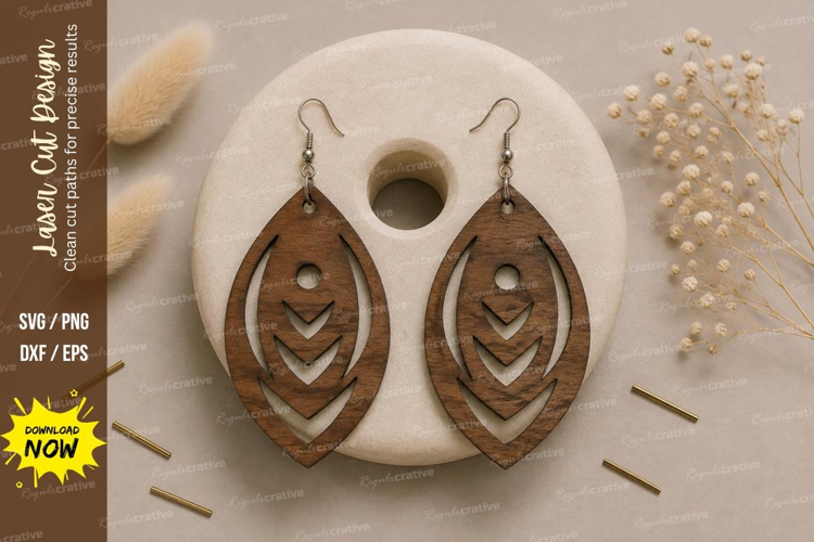 Chevron Leaf Earrings Laser Cut SVG File chevron leaf earrin
