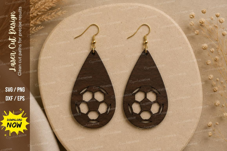 Soccer Teardrop Earrings Laser Cut SVG File soccer earrings