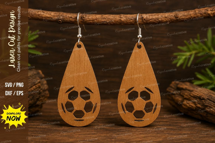 Soccer Drop Earrings Laser Cut SVG File soccer earrings svg,