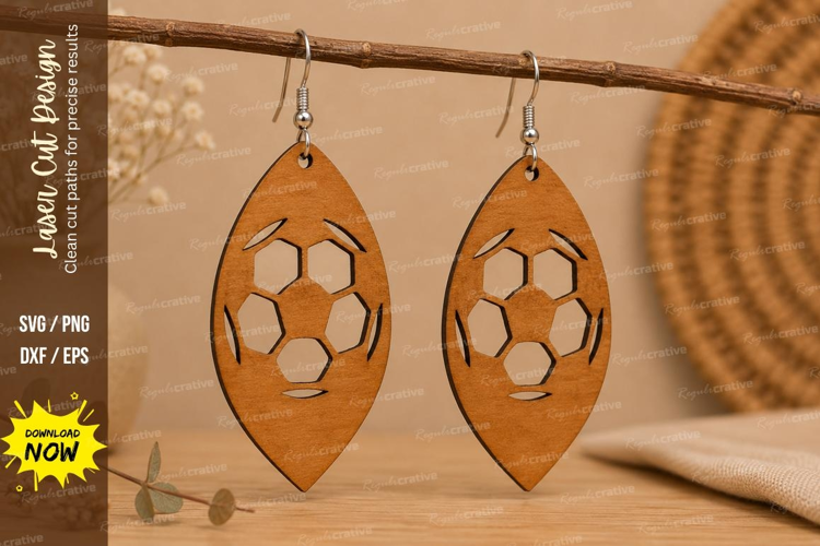 Soccer Leaf Earrings Laser Cut SVG File soccer earrings svg,