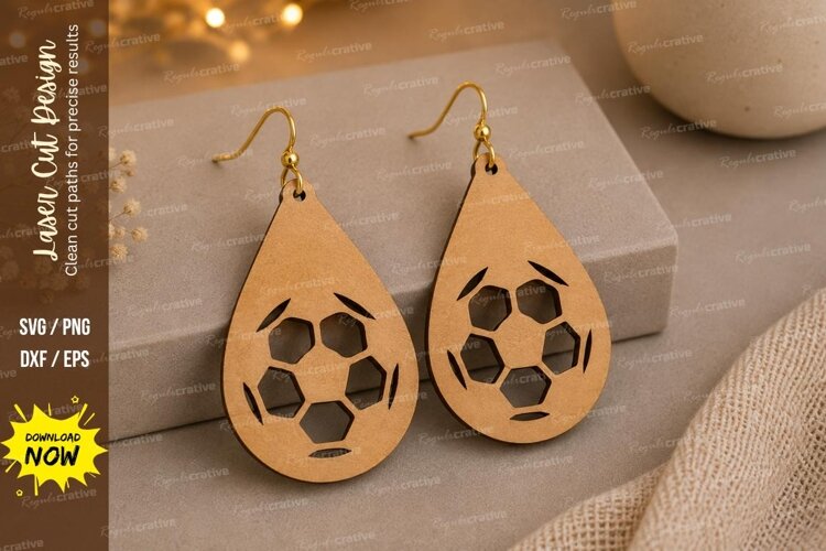 Soccer Teardrop Earrings Laser Cut SVG File soccer teardrop example image 1