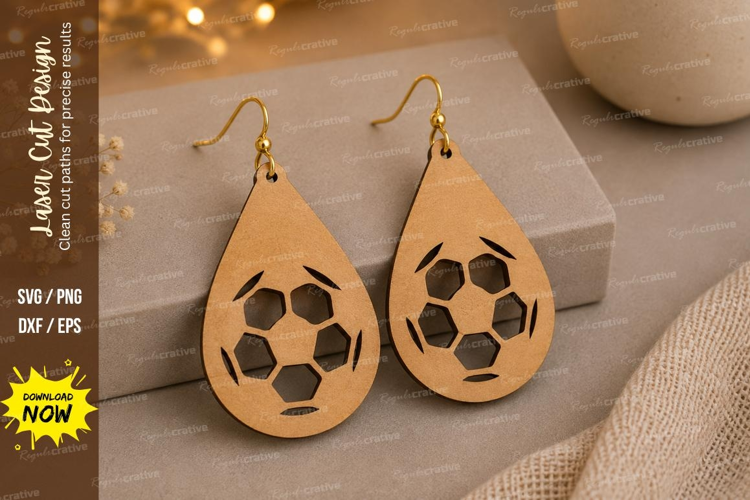 Soccer Teardrop Earrings Laser Cut SVG File soccer teardrop