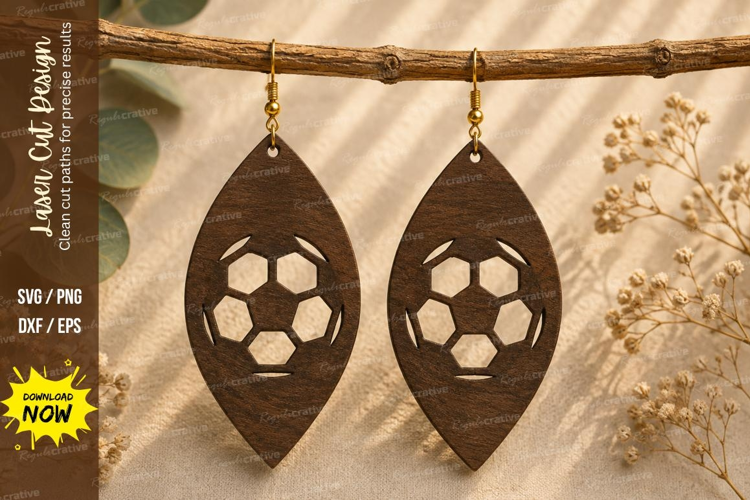 Football Soccer Earrings Laser Cut SVG File soccer earrings