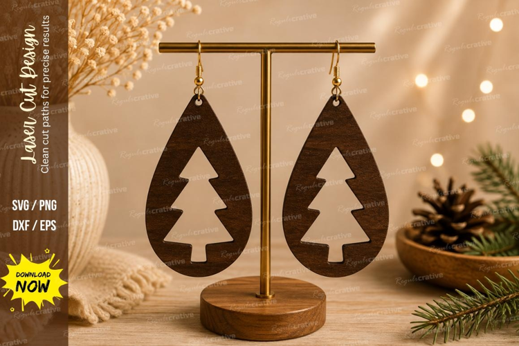 Christmas Tree Earrings Laser Cut SVG File christmas tree ea