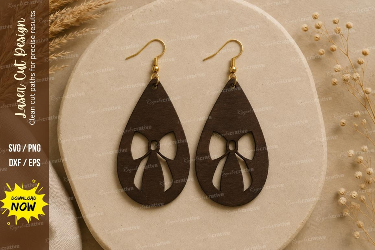 Bow Teardrop Earrings Laser Cut SVG File bow earrings svg,