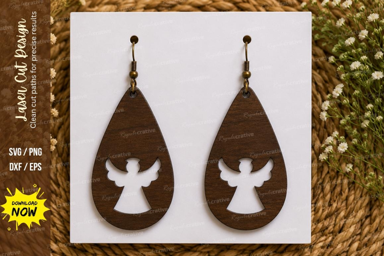Angel Teardrop Earrings Laser Cut SVG File angel earrings sv