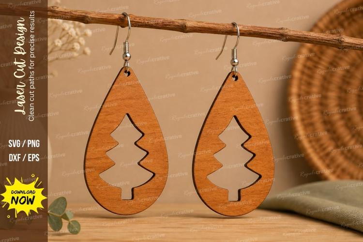 Christmas Tree Earrings Laser Cut SVG File christmas tree ea