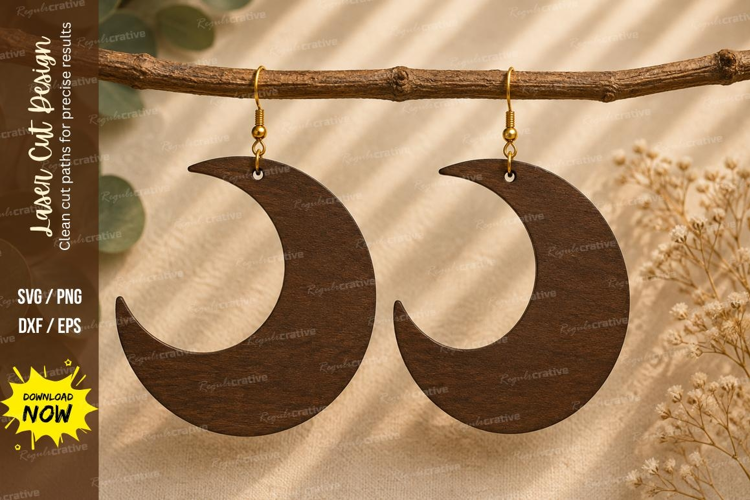 Crescent Moon Earrings Laser Cut SVG File crescent moon earr