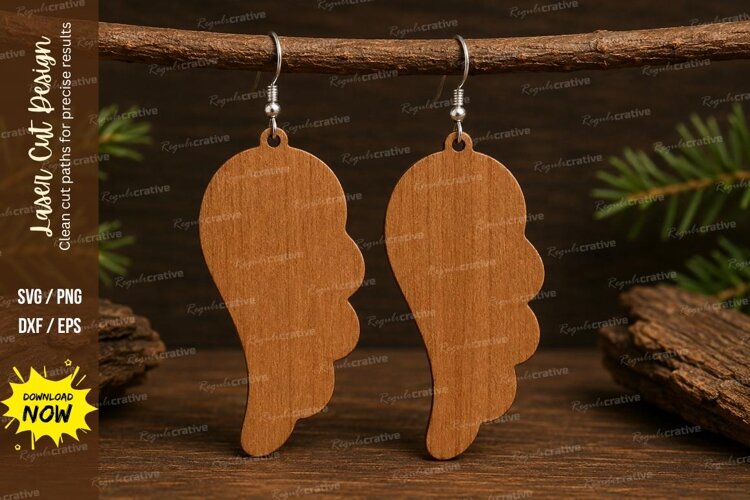 Abstract Wing Earrings Laser Cut SVG File wing earrings svg, example image 1