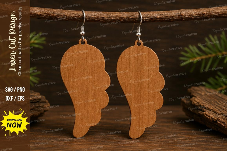 Abstract Wing Earrings Laser Cut SVG File wing earrings svg,