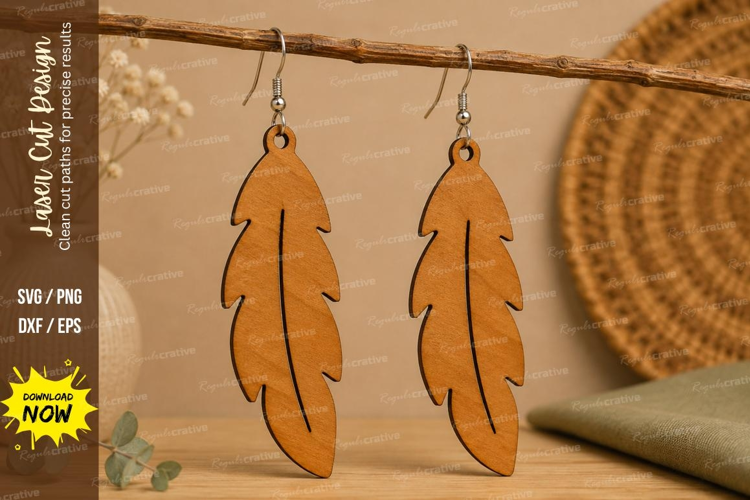 Feather Earrings Laser Cut SVG File feather earrings svg, wo