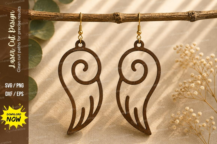 Swirl Wing Earrings Laser Cut SVG File swirl earrings svg,