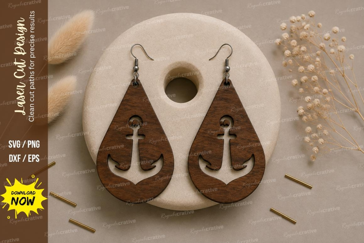 Anchor Teardrop Earrings Laser Cut SVG File anchor earrings
