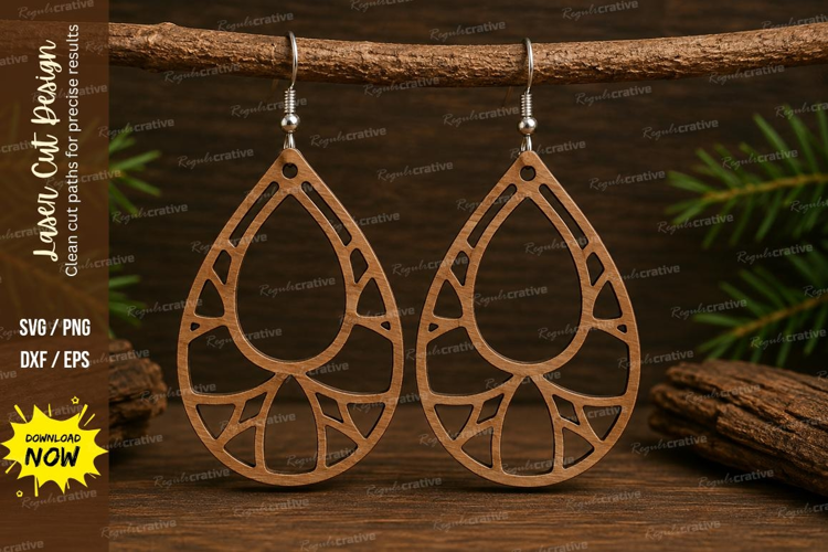 Floral Teardrop Earrings Laser Cut SVG File floral earrings