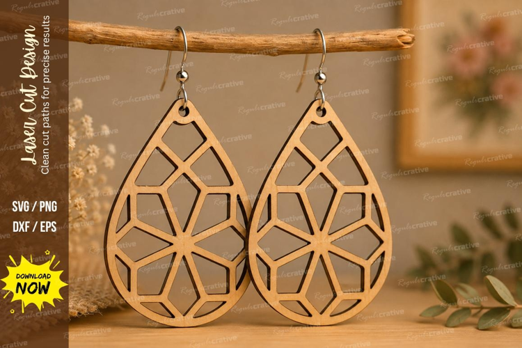 Geometric Floral Earrings Laser Cut SVG File geometric earri