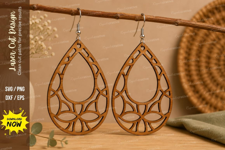 Floral Drop Earrings Laser Cut SVG File floral earrings svg,