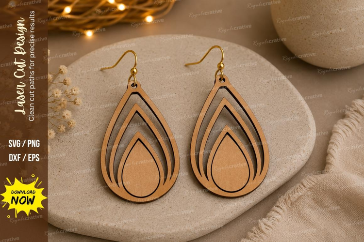 Layered Teardrop Earrings Laser Cut SVG File layered earring