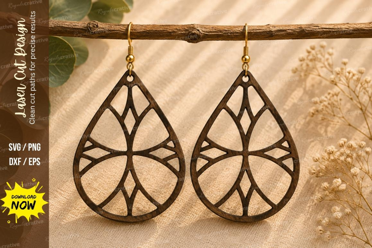 Leaf Teardrop Earrings Laser Cut SVG File leaf earrings svg,