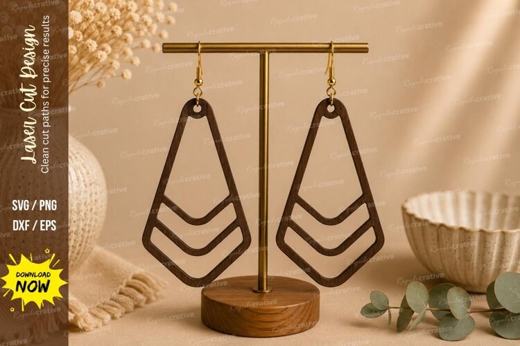 Chevron Drop Earrings Laser Cut SVG File chevron earrings sv example image 1